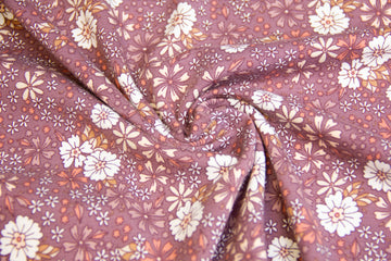 Jersey mit Blumen, malve, 0,5 m